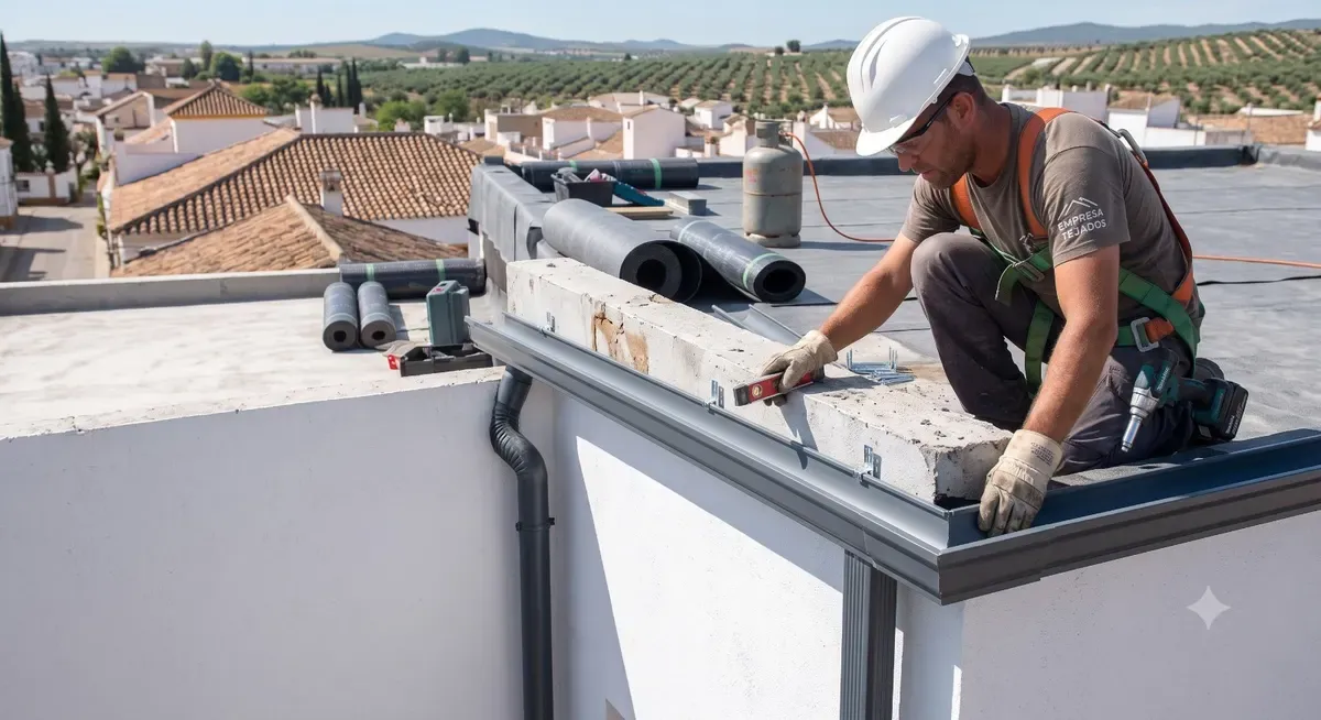 Instalación de canalón de aluminio