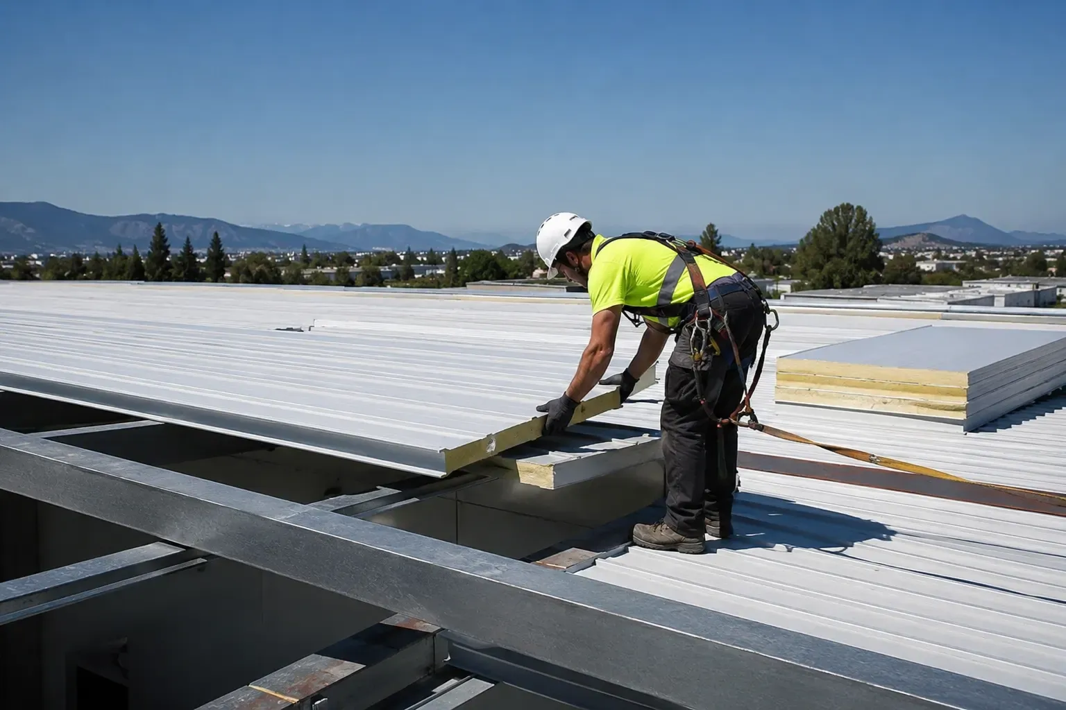 Instalación de cubierta de panel sándwich en nave en Vitoria-Gasteiz