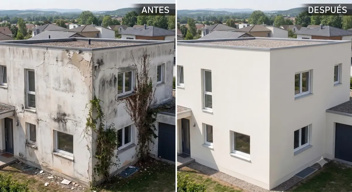 Rehabilitación de fachada, antes y después